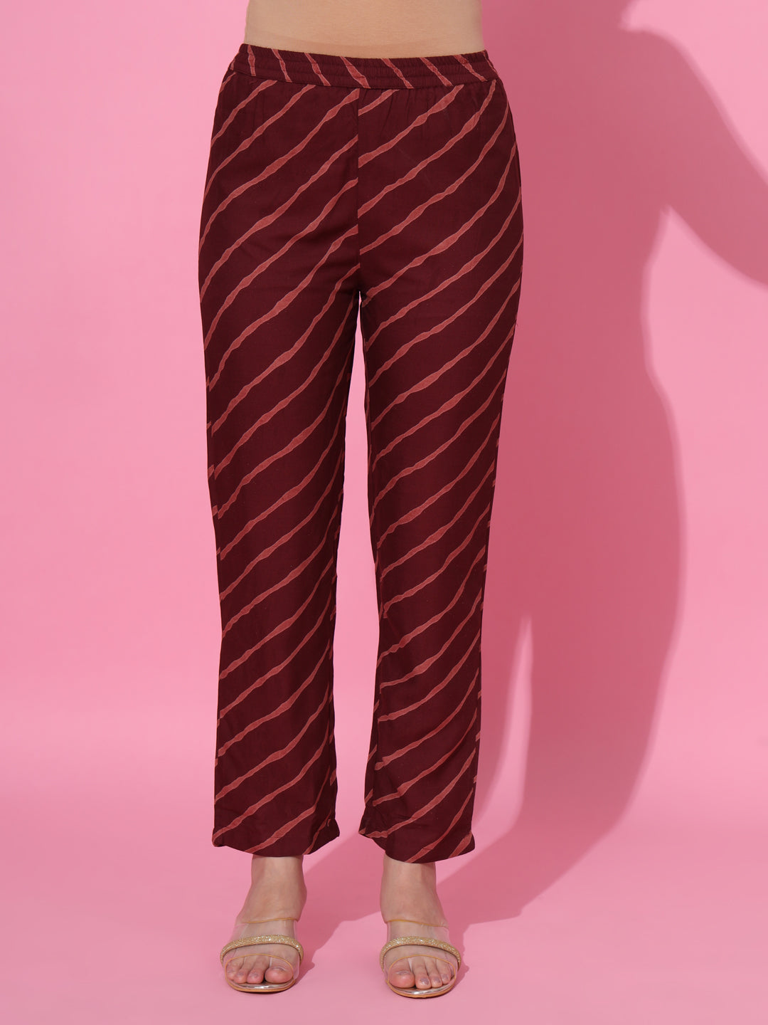 Maroon Ethnic Printed & Embroidered Kurta Set with Dupatta – Festive Wear for Women