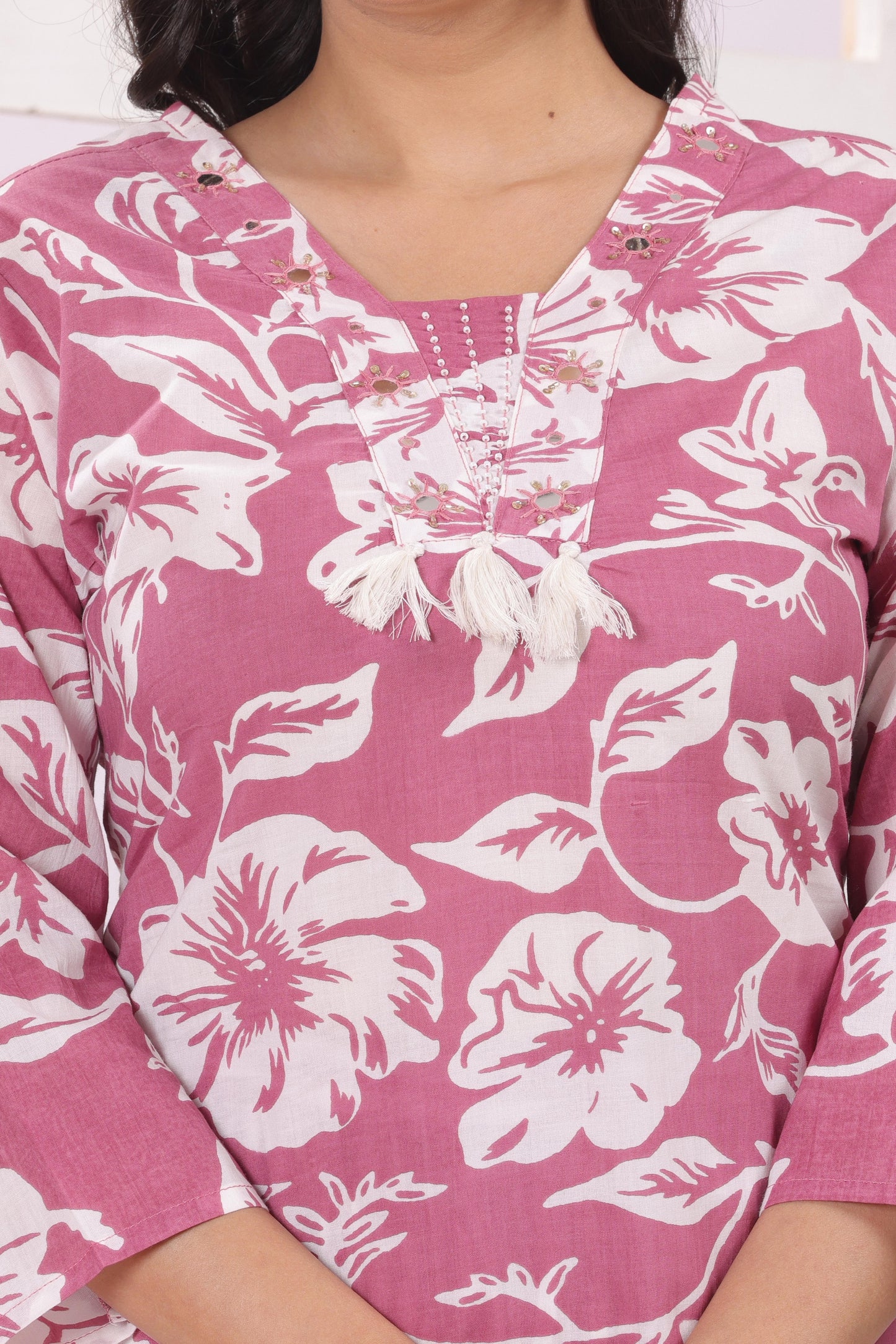 Gulabi Leaf's Printed Pure Cotton Embroidered Kurta, Pant With Dupatta