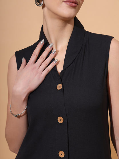 Women's V Neck Pure Cotton Waistcoat With Palazzo Co-Ord