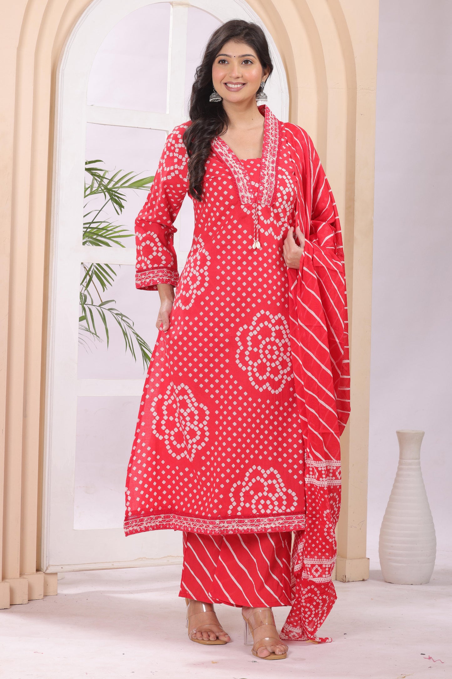 Gulabi Leaf's A-Line Printed Pure Cotton Embroidered Kurta, Pant With Dupatta