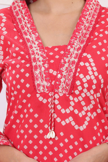 Gulabi Leaf's A-Line Printed Pure Cotton Embroidered Kurta, Pant With Dupatta