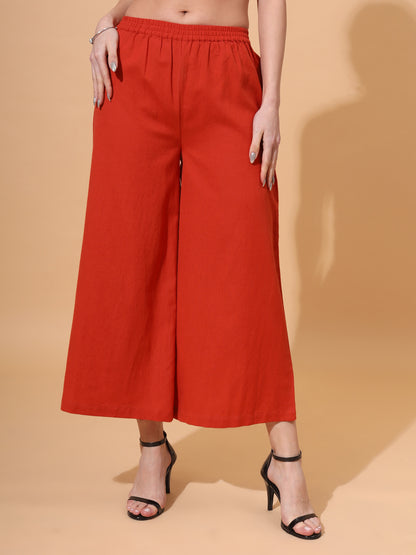 Women's V Neck Pure Cotton Waistcoat With Palazzo Co-Ord