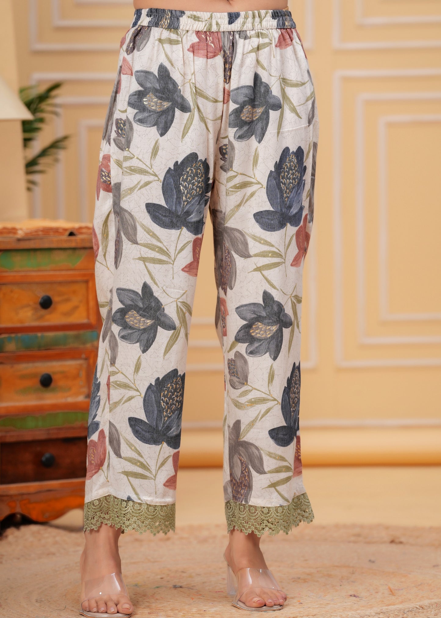 Women's Printed Lace Work Co-Ords set