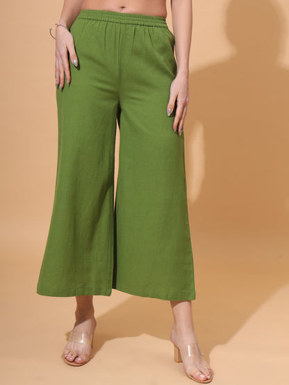 Women's V Neck Pure Cotton Waistcoat With Palazzo Co-Ord