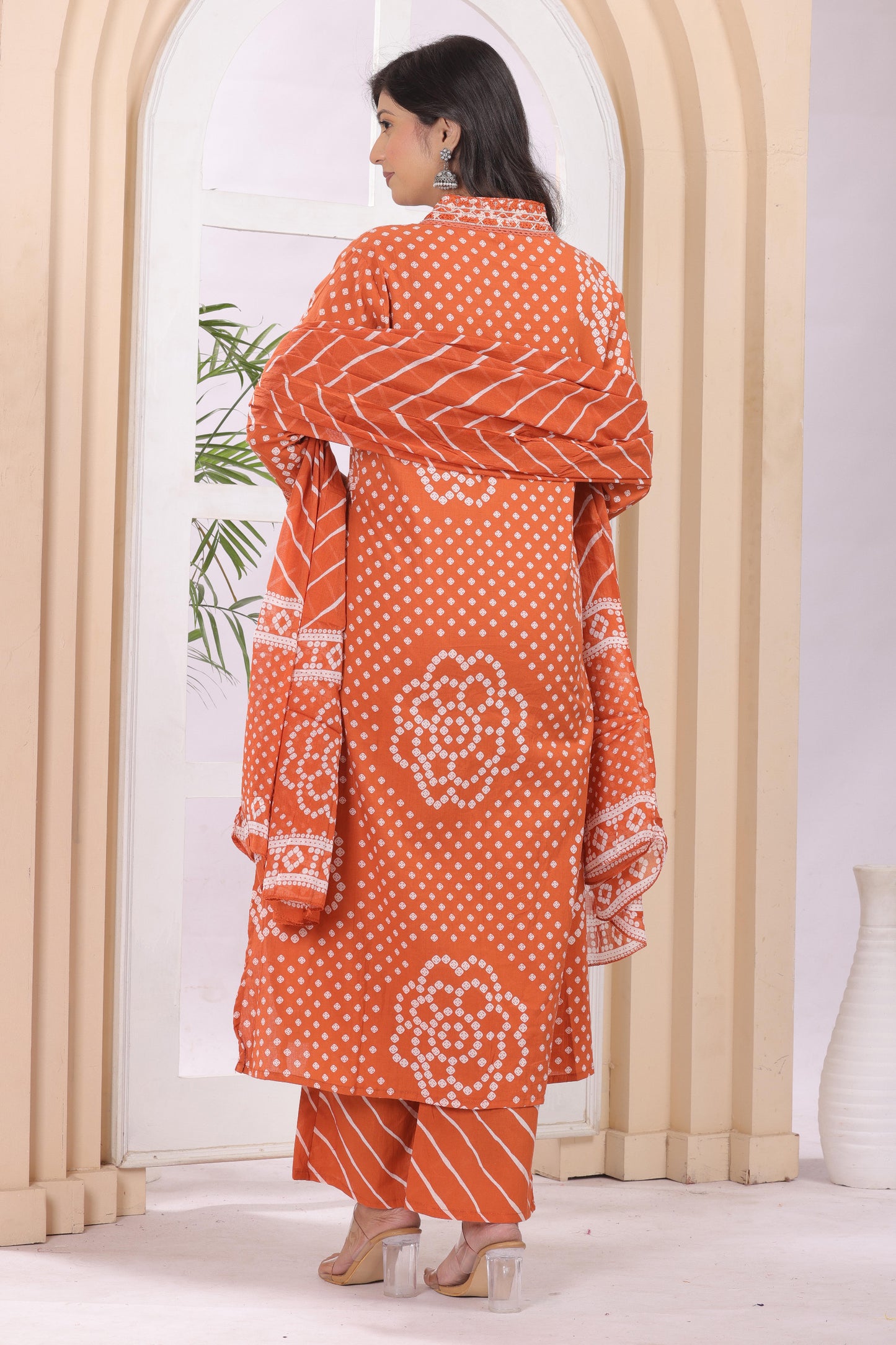 Gulabi Leaf's A-Line Printed Pure Cotton Embroidered Kurta, Pant With Dupatta